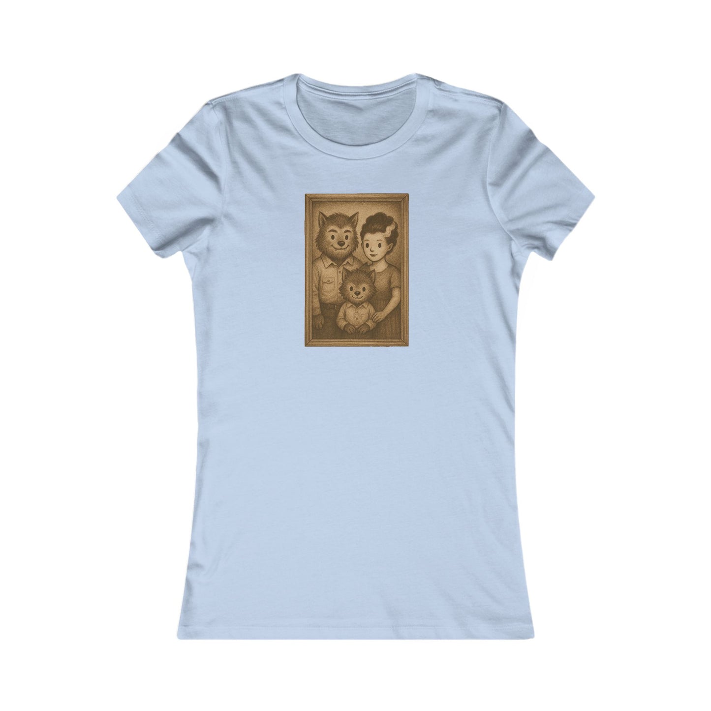 Vintage Werewolf Family Portrait Shirt - Funny Cute Women's Halloween T-Shirt - Retro Monster Tee - Spooky Season Aesthetic Top