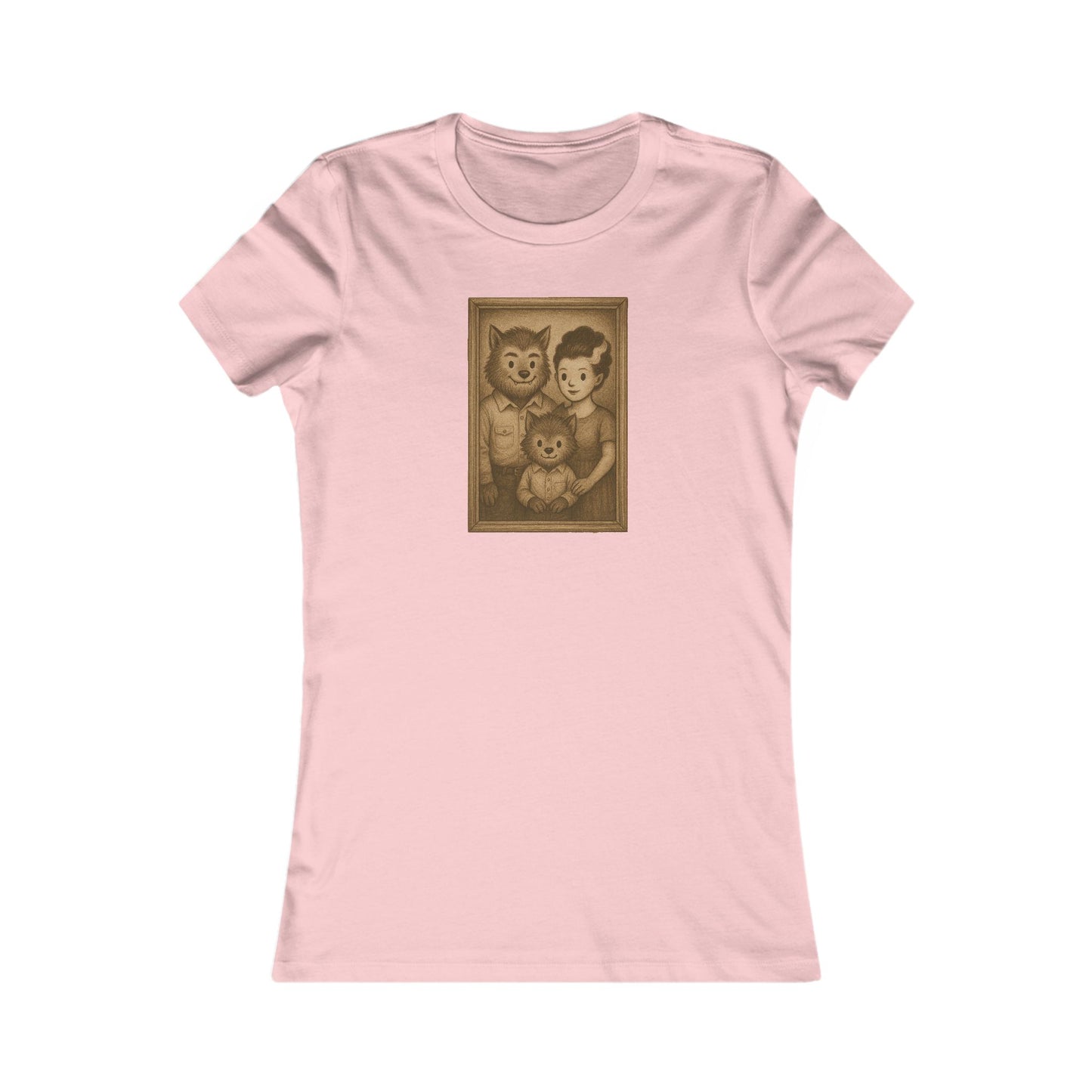 Vintage Werewolf Family Portrait Shirt - Funny Cute Women's Halloween T-Shirt - Retro Monster Tee - Spooky Season Aesthetic Top
