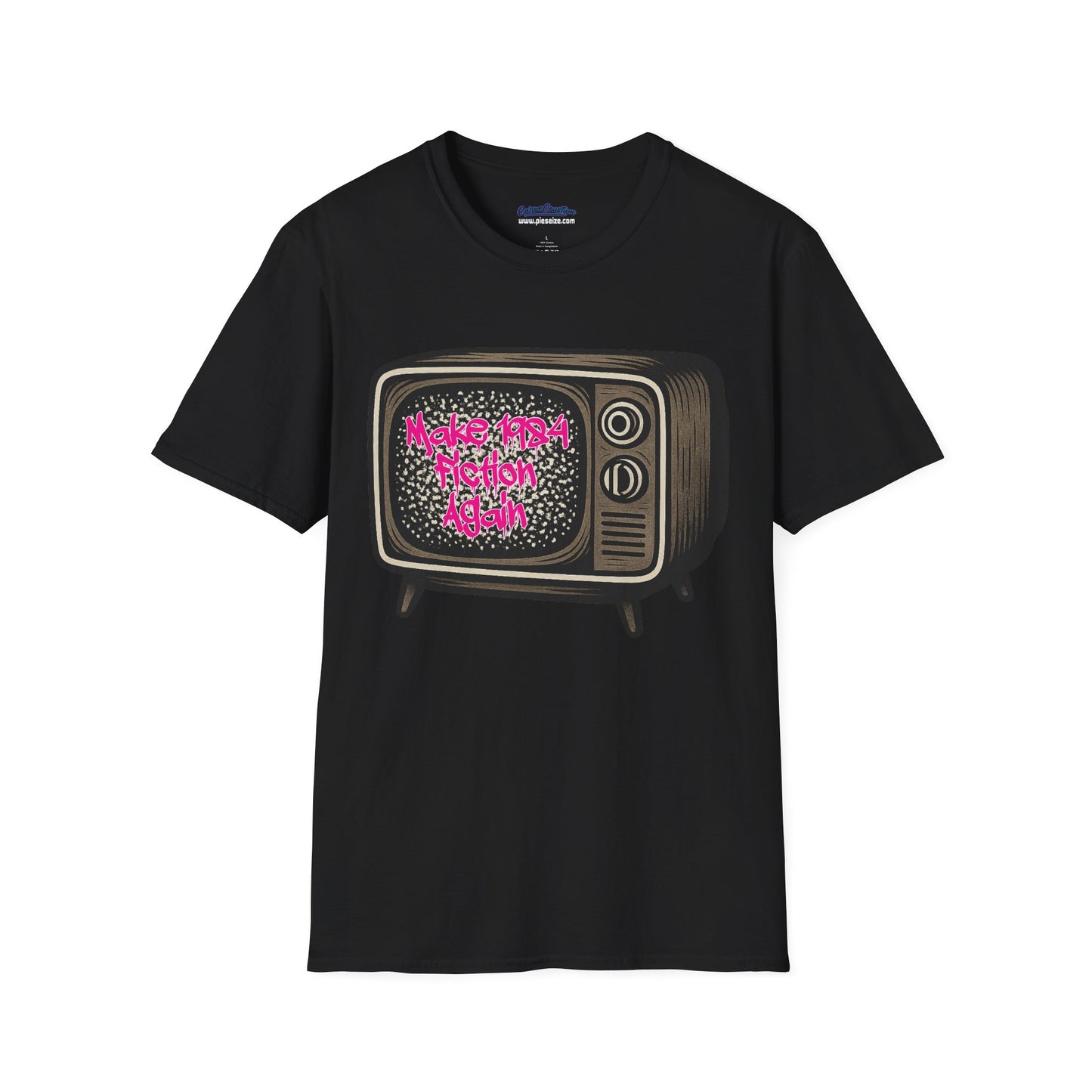 Make 1984 Fiction Again T-Shirt β Funny Dystopian Vintage TV Tee β Orwellian Satire Shirt β Political Parody Gift β Retro Graphic Tee