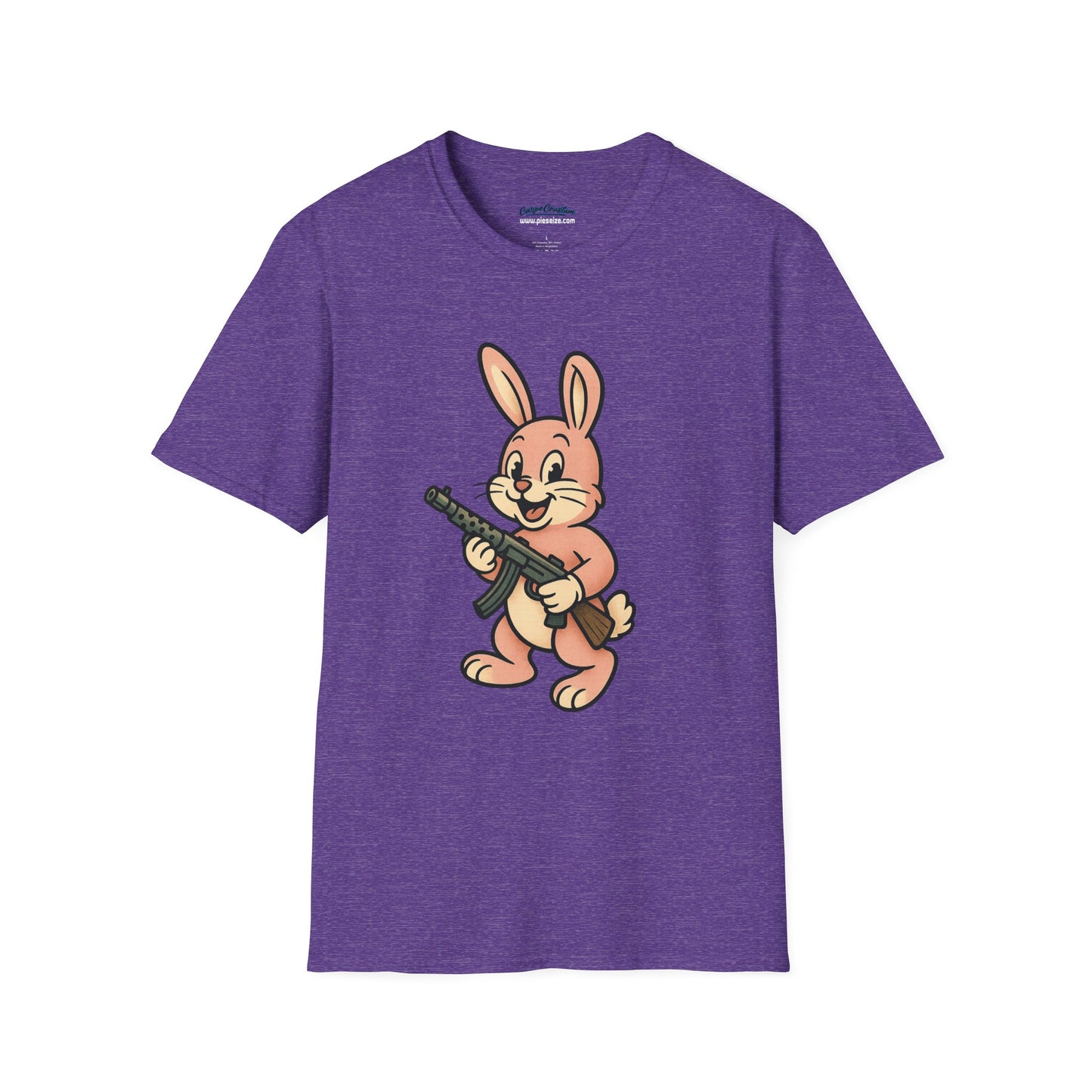 Cute Bunny with Machine Gun T-Shirt - Funny Retro Cartoon Graphic Tee