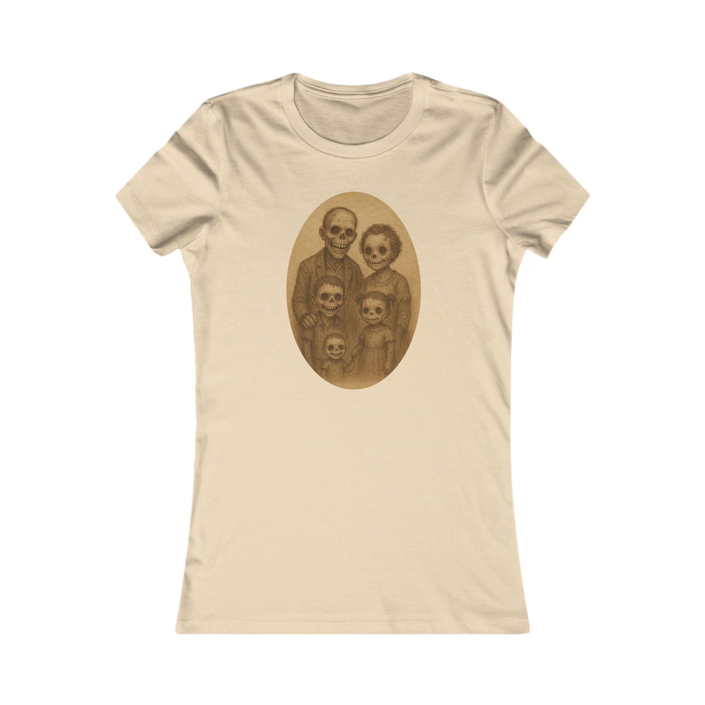 Vintage Zombie Family Portrait Tee β Cute Retro Halloween Shirt for Women β Spooky Gothic Undead Family Graphic T-Shirt