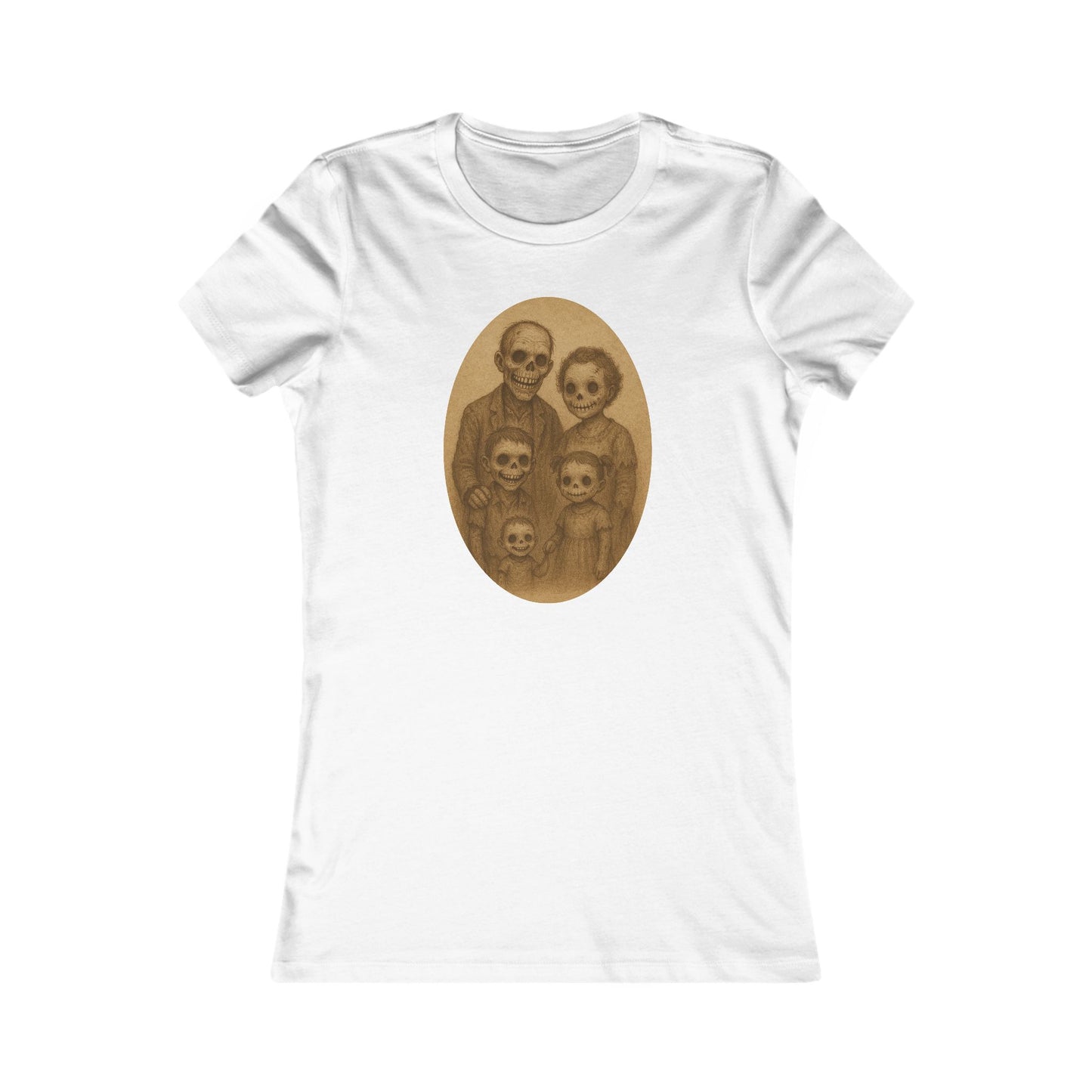 Vintage Zombie Family Portrait Tee β Cute Retro Halloween Shirt for Women β Spooky Gothic Undead Family Graphic T-Shirt