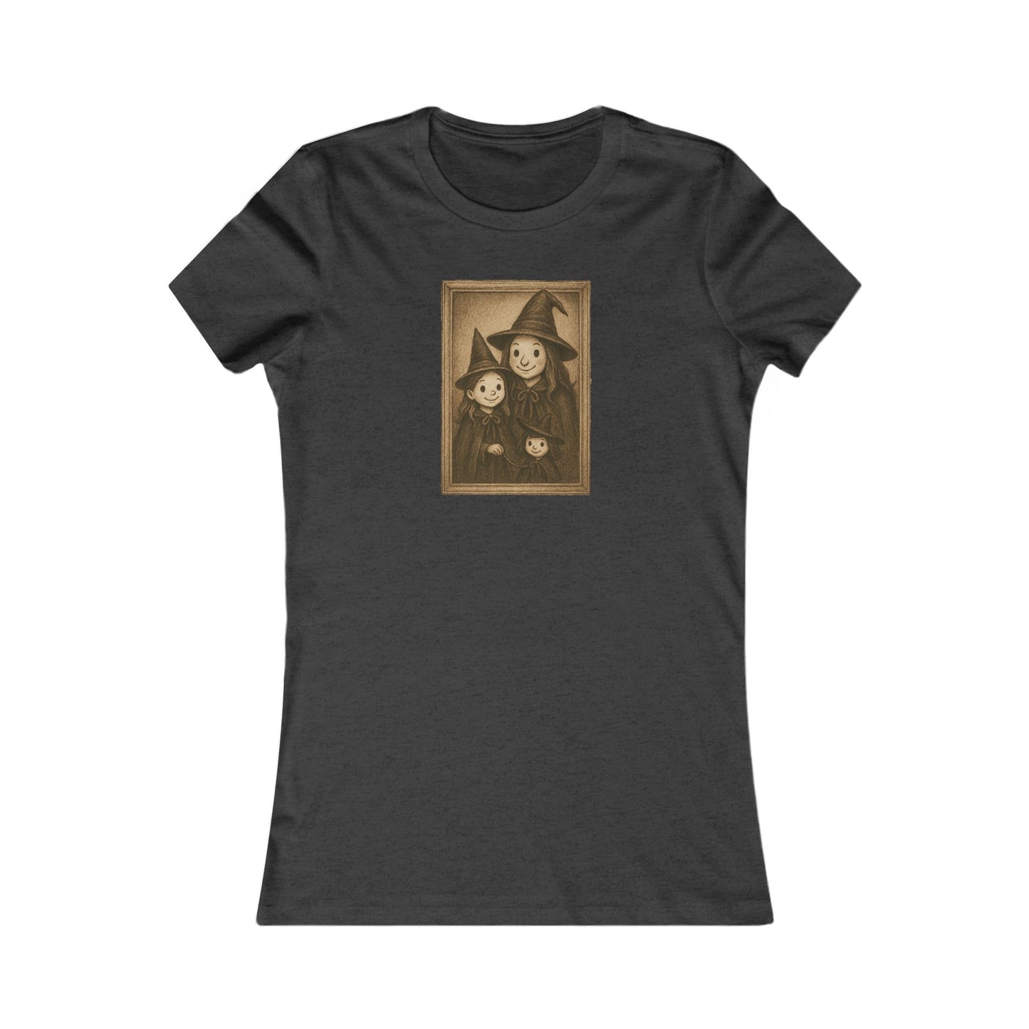 Vintage Witch Family Portrait Tee – Spooky Cute Women’s Halloween Shirt