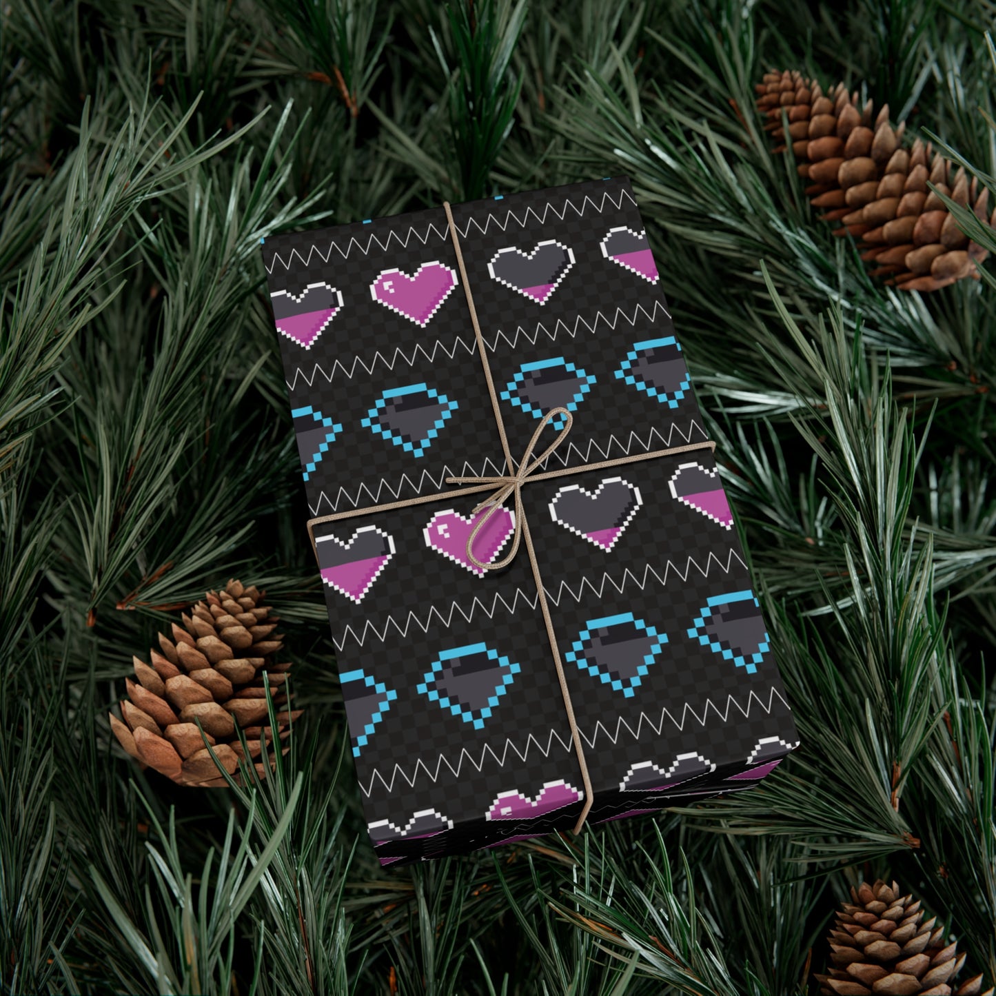 Heart and Diamond Gamer 8-Bit Wrapping Paper