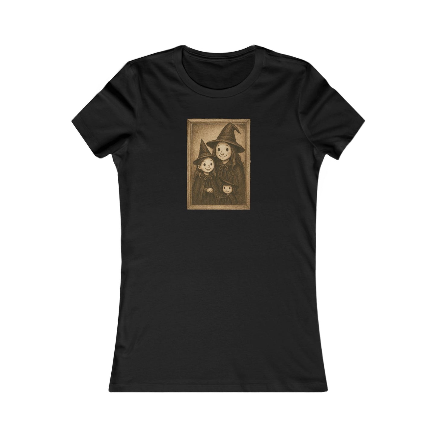Vintage Witch Family Portrait Tee – Spooky Cute Women’s Halloween Shirt