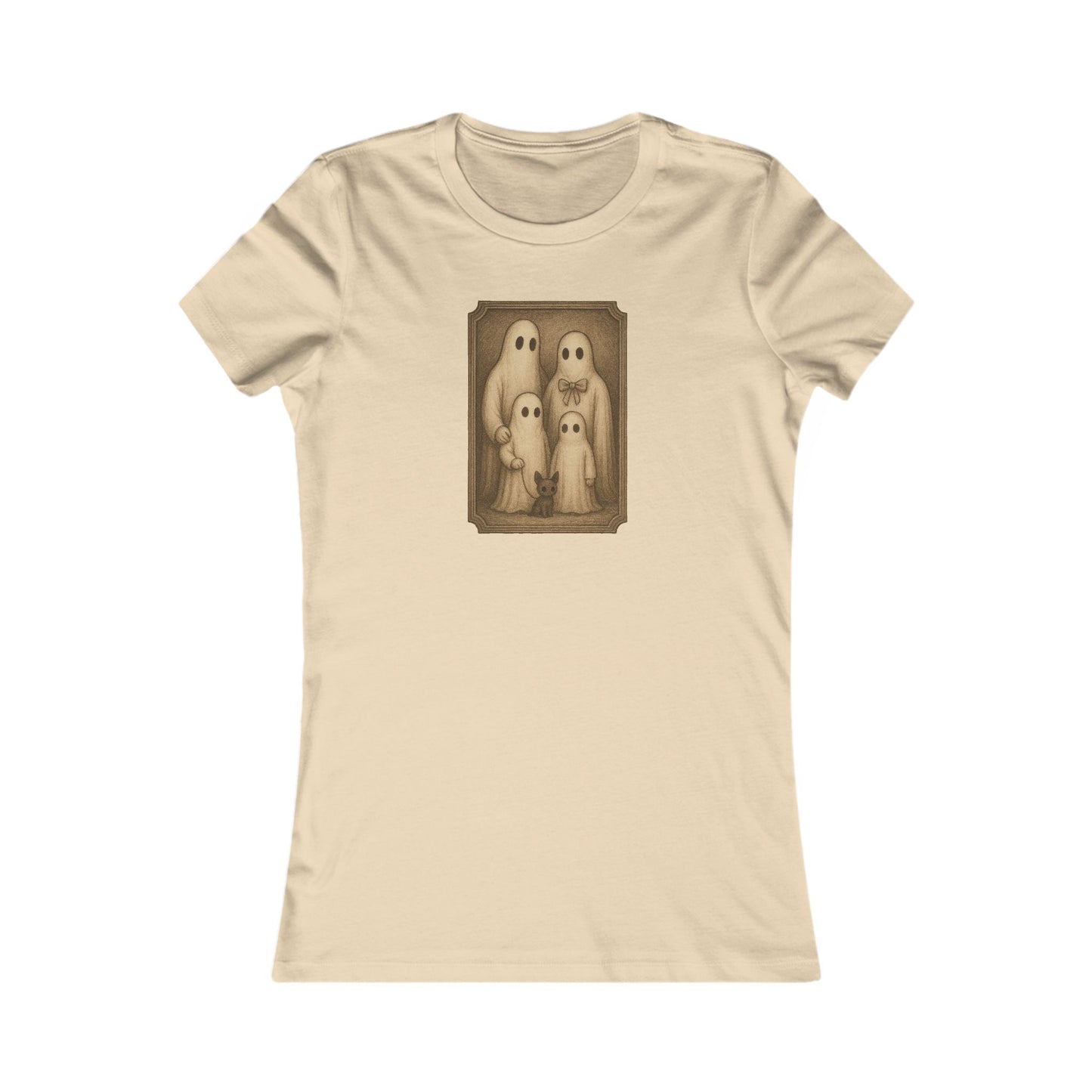 Vintage Ghost Family Portrait Women’s Halloween T-Shirt | Cute Spooky Season Tee for Hauntingly Stylish Ghouls