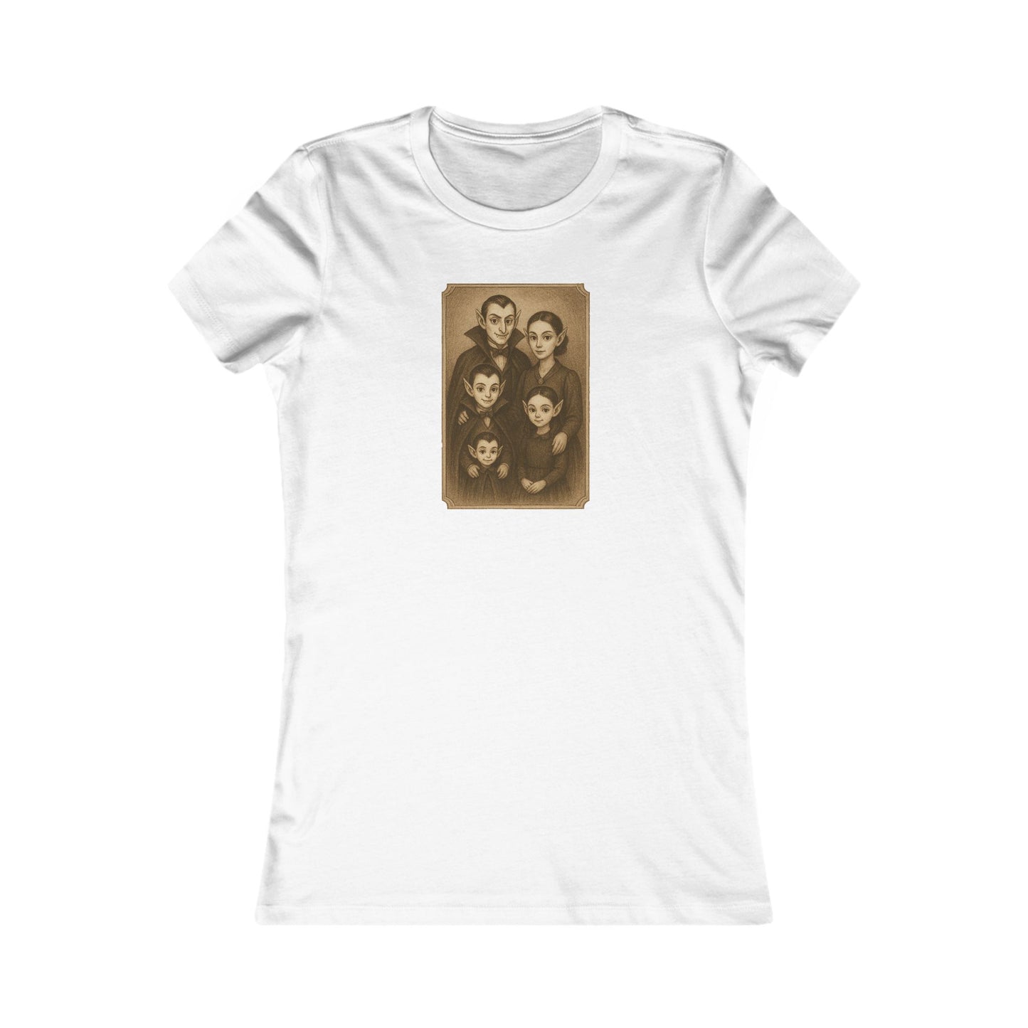 Vintage Vampire Family Portrait Tee – Cute Women’s Halloween Shirt