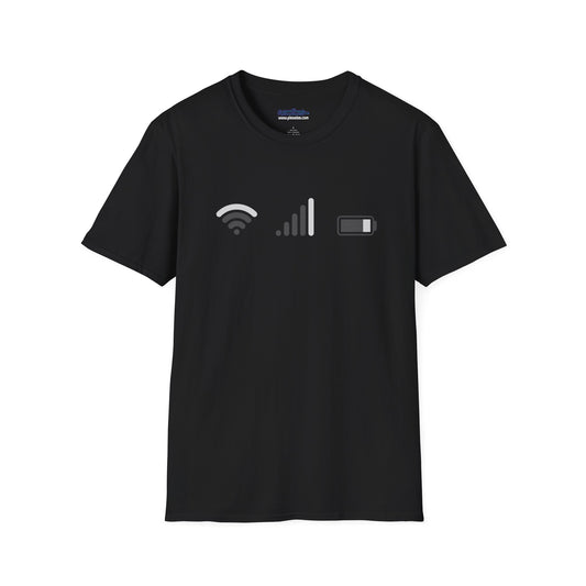WiFi Signal Battery Shirt - Modern Tech-Inspired Connected Tee