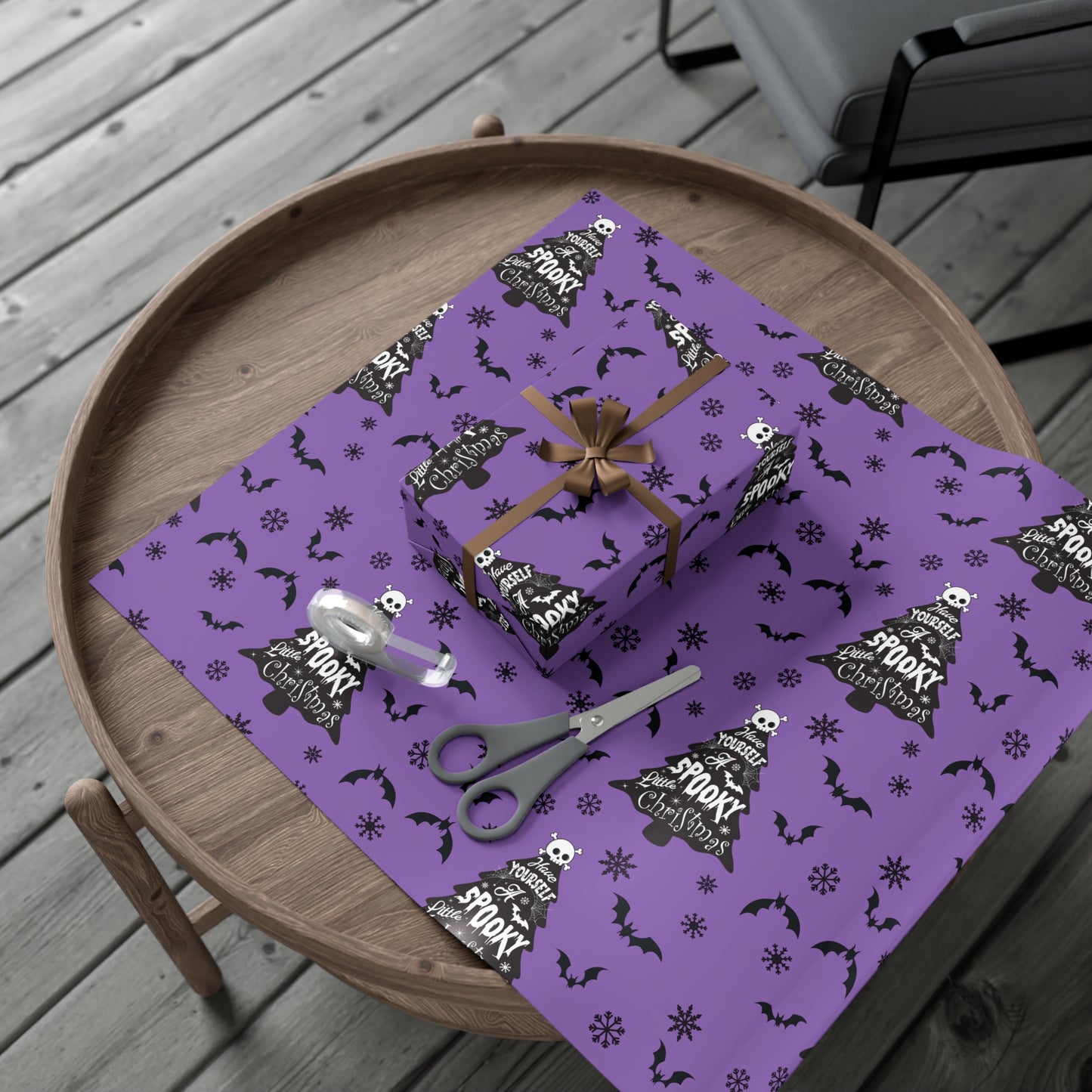 Have yourself a spooky little christmas wrapping paper in purple