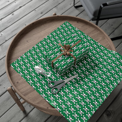 Cute Green Skull and Crossbones Wrapping Paper