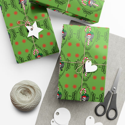 Skull Candy Cane Wrapping Paper