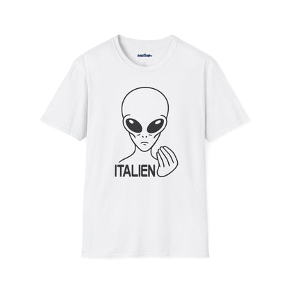 Italien Alien Funny Italian Gesture Shirt – UFO Meme Graphic Tee, Italian Hand Alien Shirt, Gift for Italians, Sci-Fi Humor Tee