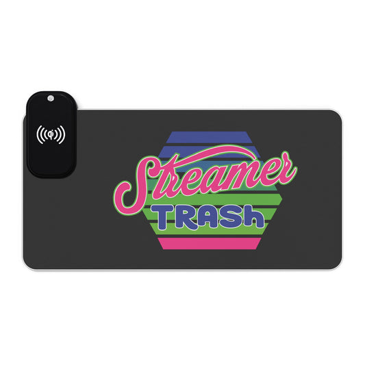 Streamer Trash LED Gaming Mouse Pad, Wireless Charging