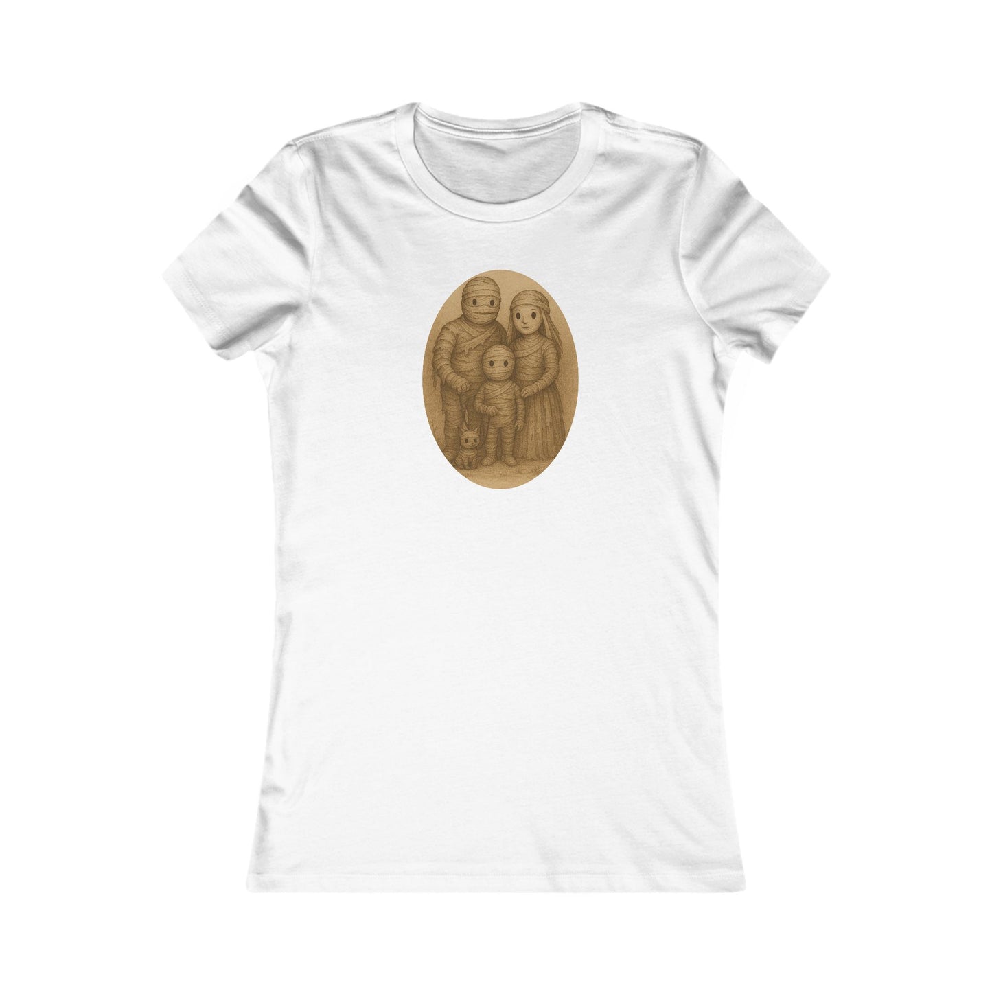 Vintage Mummy Family Portrait Tee – Cute Spooky Gothic Halloween Shirt for Women