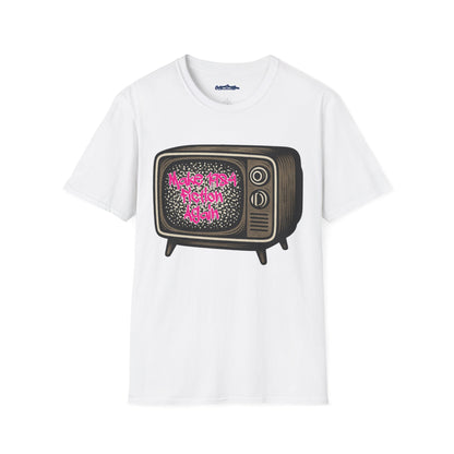 Make 1984 Fiction Again T-Shirt – Funny Dystopian Vintage TV Tee – Orwellian Satire Shirt – Political Parody Gift – Retro Graphic Tee