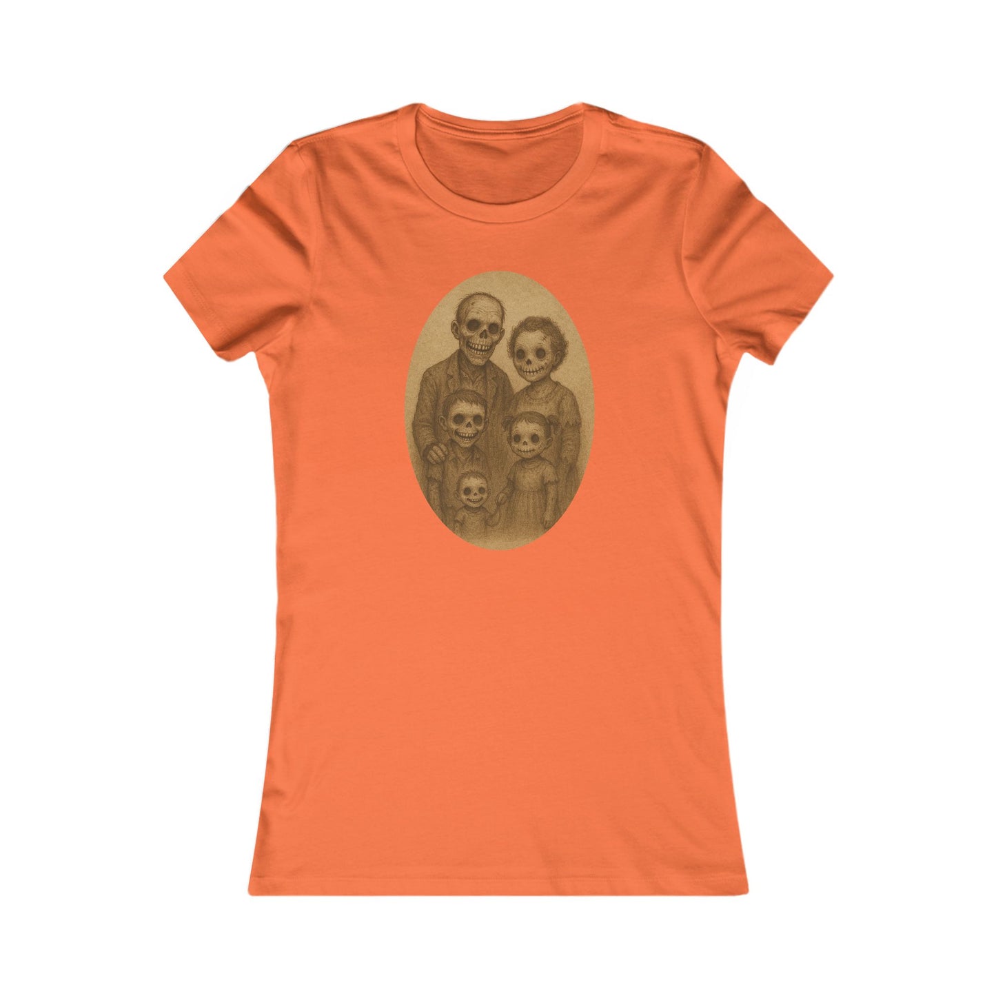 Vintage Zombie Family Portrait Tee – Cute Retro Halloween Shirt for Women – Spooky Gothic Undead Family Graphic T-Shirt