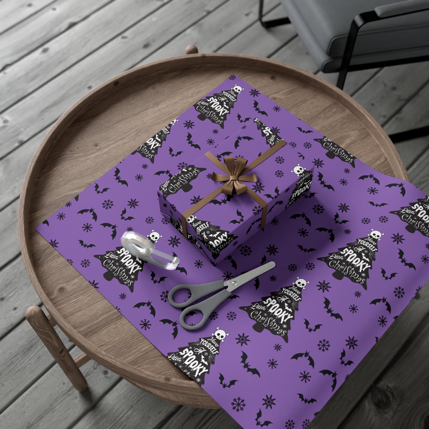 Have yourself a spooky little christmas wrapping paper in purple