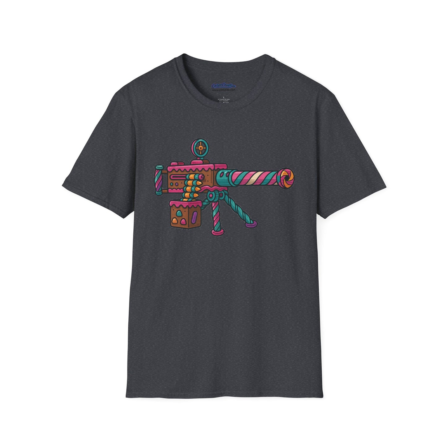 Whimsical Candy 50 Cal Shirt – Bright & Bold Funny Gun Design Tee