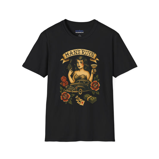Man’s Ruin T-Shirt - Vintage Tattoo Flash Style Graphic Tee