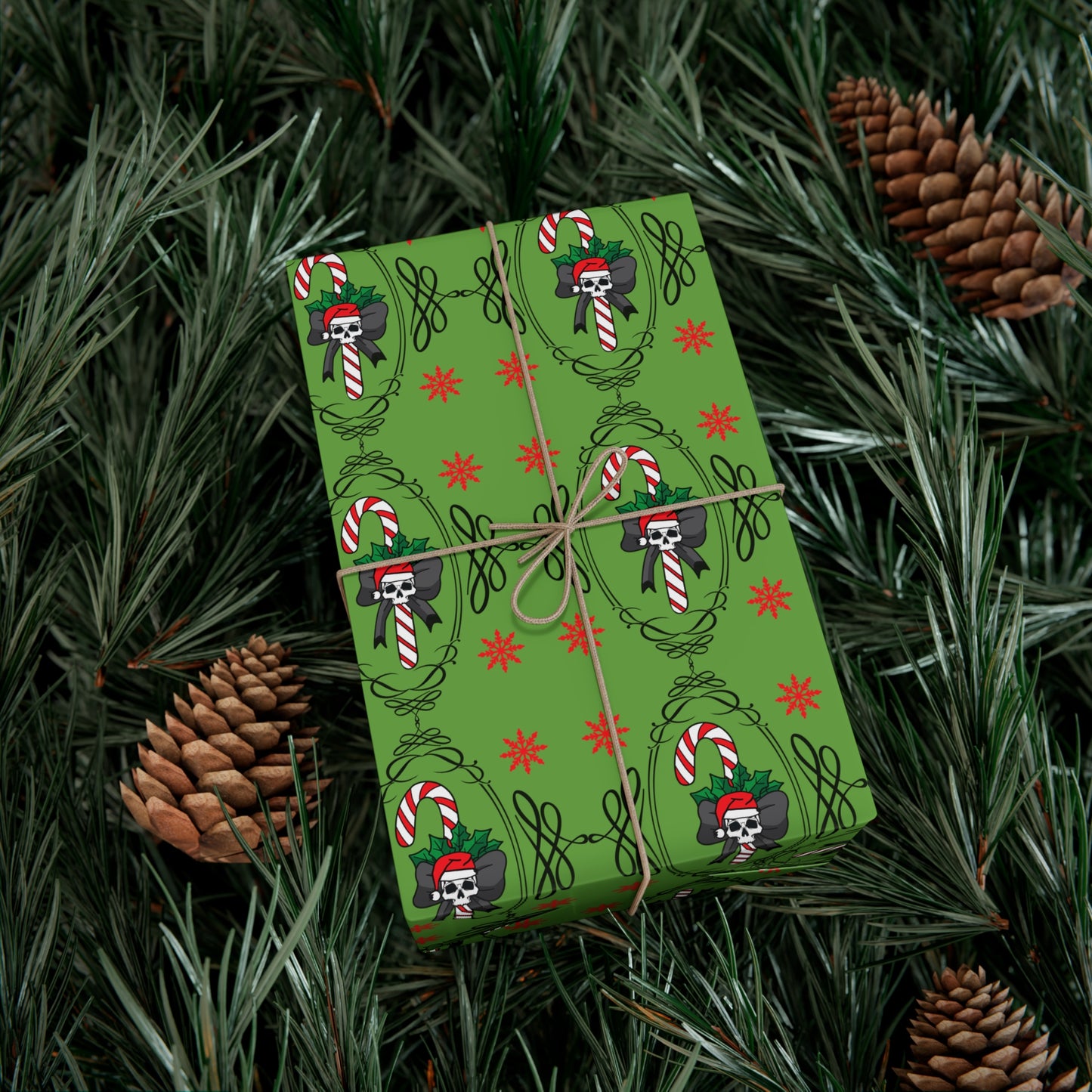 Skull Candy Cane Wrapping Paper