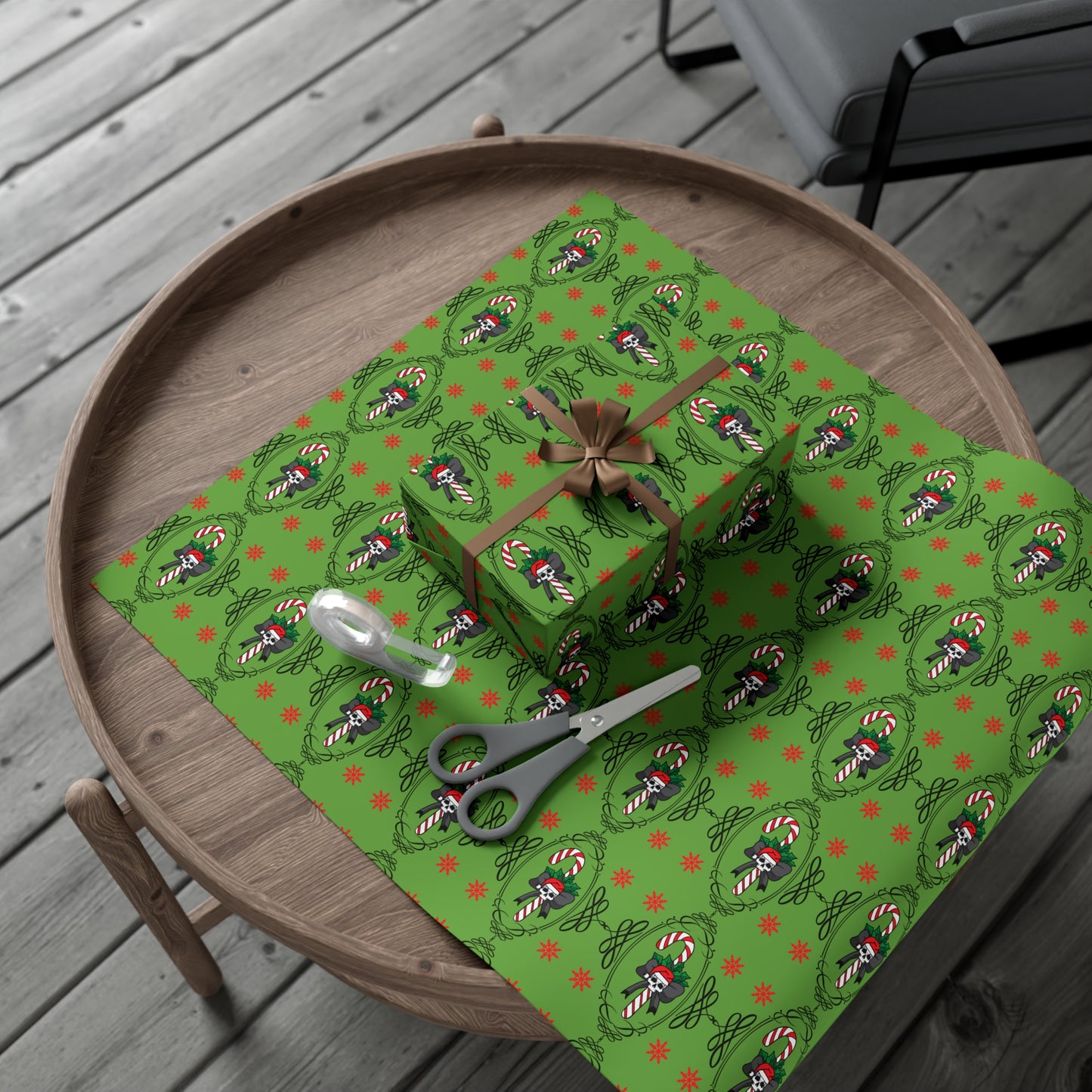 Skull Candy Cane Wrapping Paper