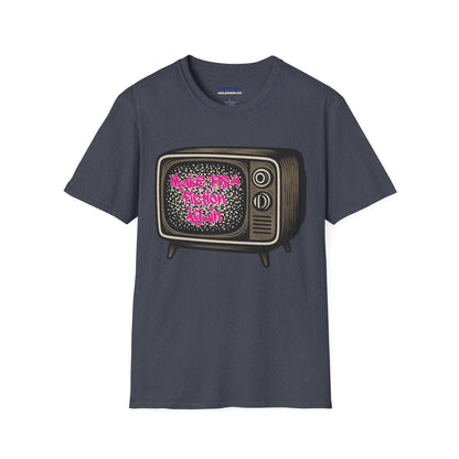 Make 1984 Fiction Again T-Shirt – Funny Dystopian Vintage TV Tee – Orwellian Satire Shirt – Political Parody Gift – Retro Graphic Tee