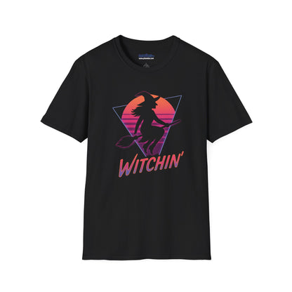 Witchin’ Retro Vaporwave Witch Shirt – 80s Aesthetic Halloween Tee for Spooky Season Vibes