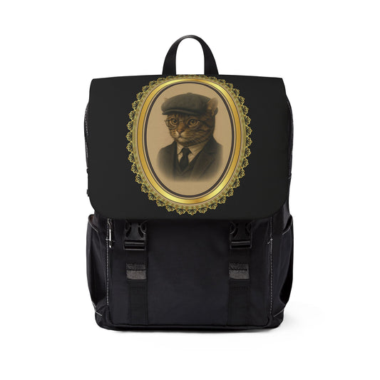 Peaky Blinders Cat Backpack – Vintage Gangster Kitty Portrait Bag