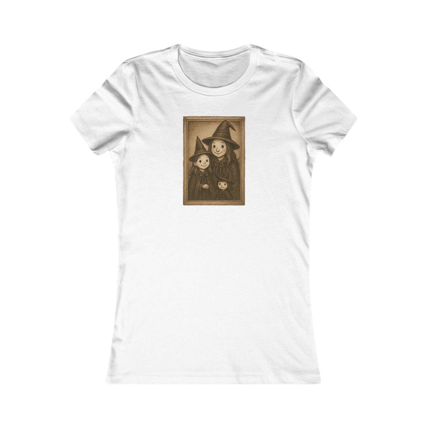Vintage Witch Family Portrait Tee – Spooky Cute Women’s Halloween Shirt