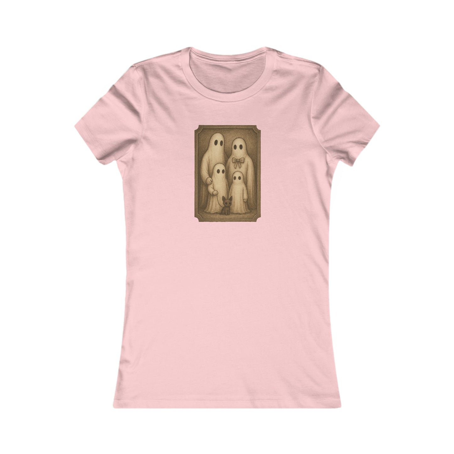 Vintage Ghost Family Portrait Women’s Halloween T-Shirt | Cute Spooky Season Tee for Hauntingly Stylish Ghouls