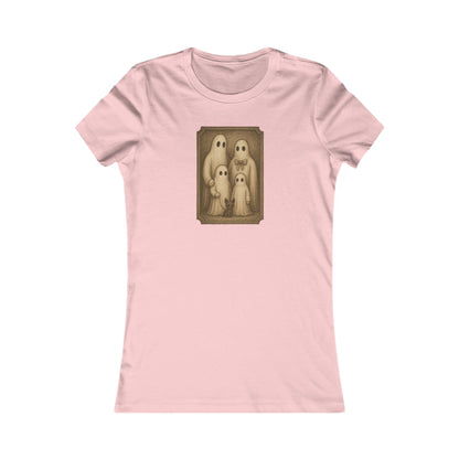 Vintage Ghost Family Portrait Women’s Halloween T-Shirt | Cute Spooky Season Tee for Hauntingly Stylish Ghouls