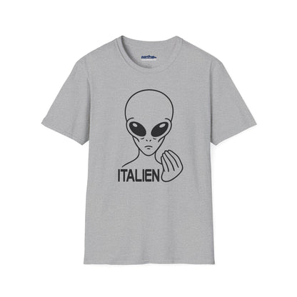 Italien Alien Funny Italian Gesture Shirt – UFO Meme Graphic Tee, Italian Hand Alien Shirt, Gift for Italians, Sci-Fi Humor Tee