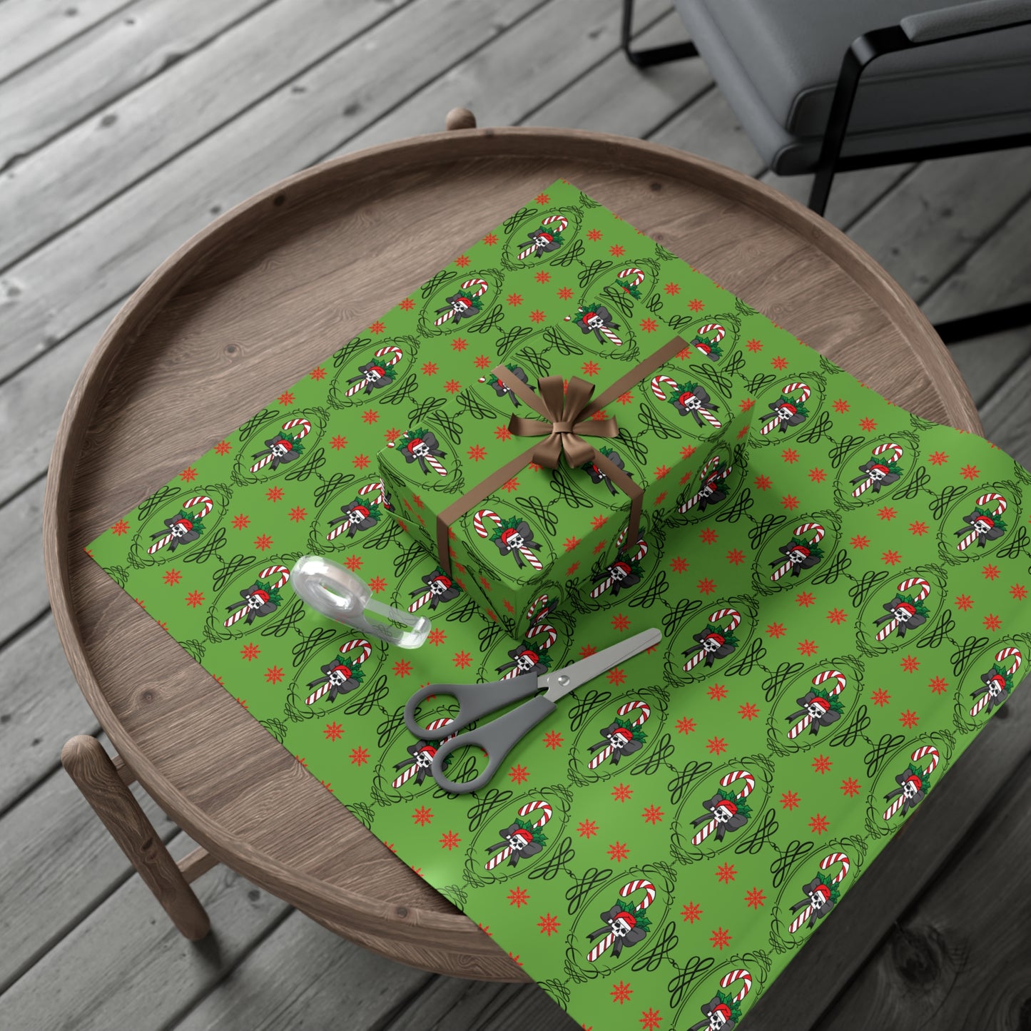 Skull Candy Cane Wrapping Paper