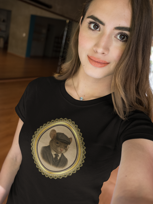 Peaky Blinder's Inspired Mouse Women's T-Shirt Vintage Portrait Style Funny Rodent Tee