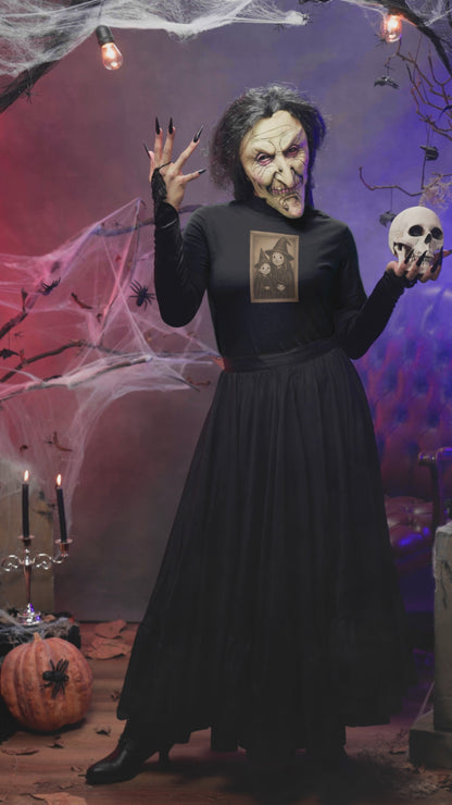 Vintage Witch Family Portrait Tee – Spooky Cute Women’s Halloween Shirt