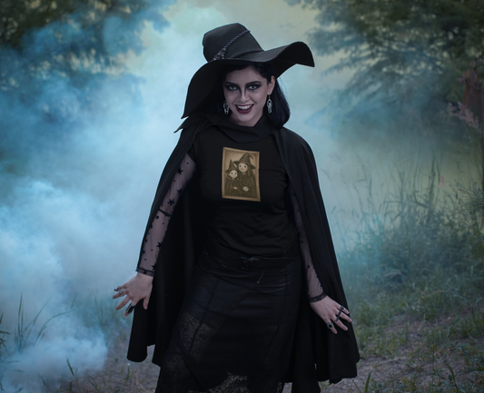 Vintage Witch Family Portrait Tee – Spooky Cute Women’s Halloween Shirt